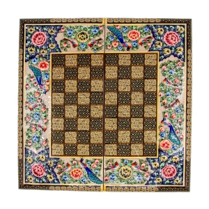 Backgammon Khatam With Peacock Design