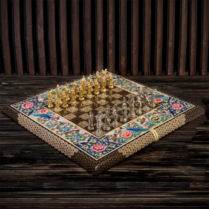 Backgammon Khatam With Peacock Design