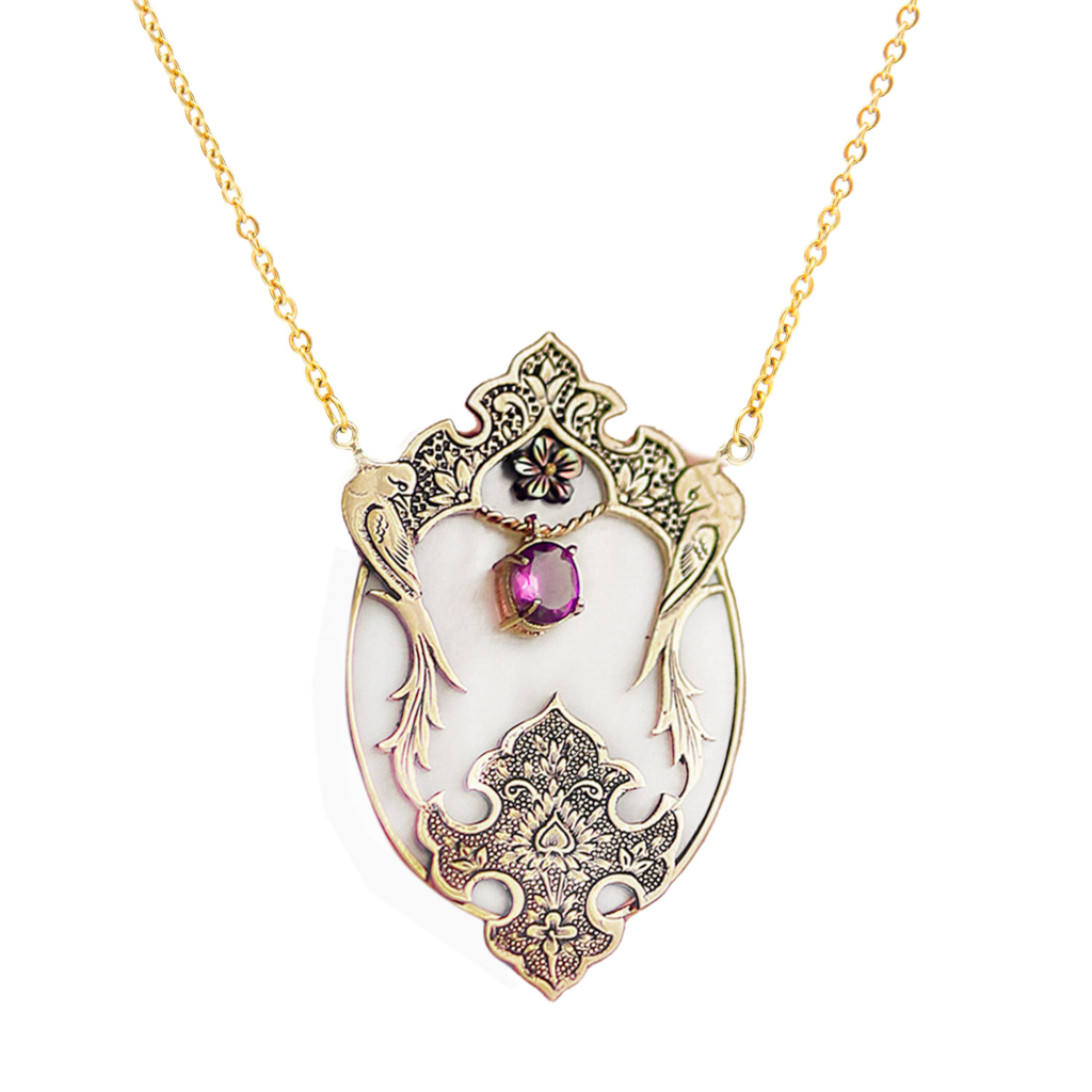 Anahita Shell Necklace for Women with amethyst stone