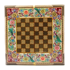 Backgammon Khatam With Peacock Design