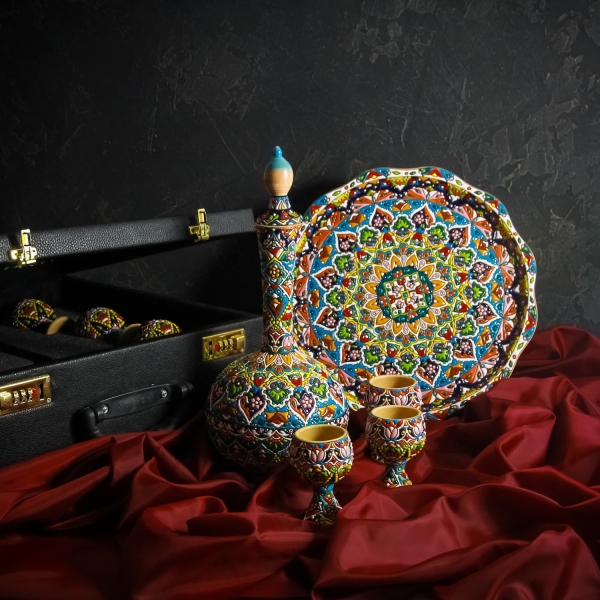 Minakari on Pottery Decanter Set