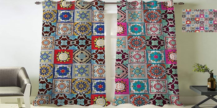 curtains with Persian tile designs