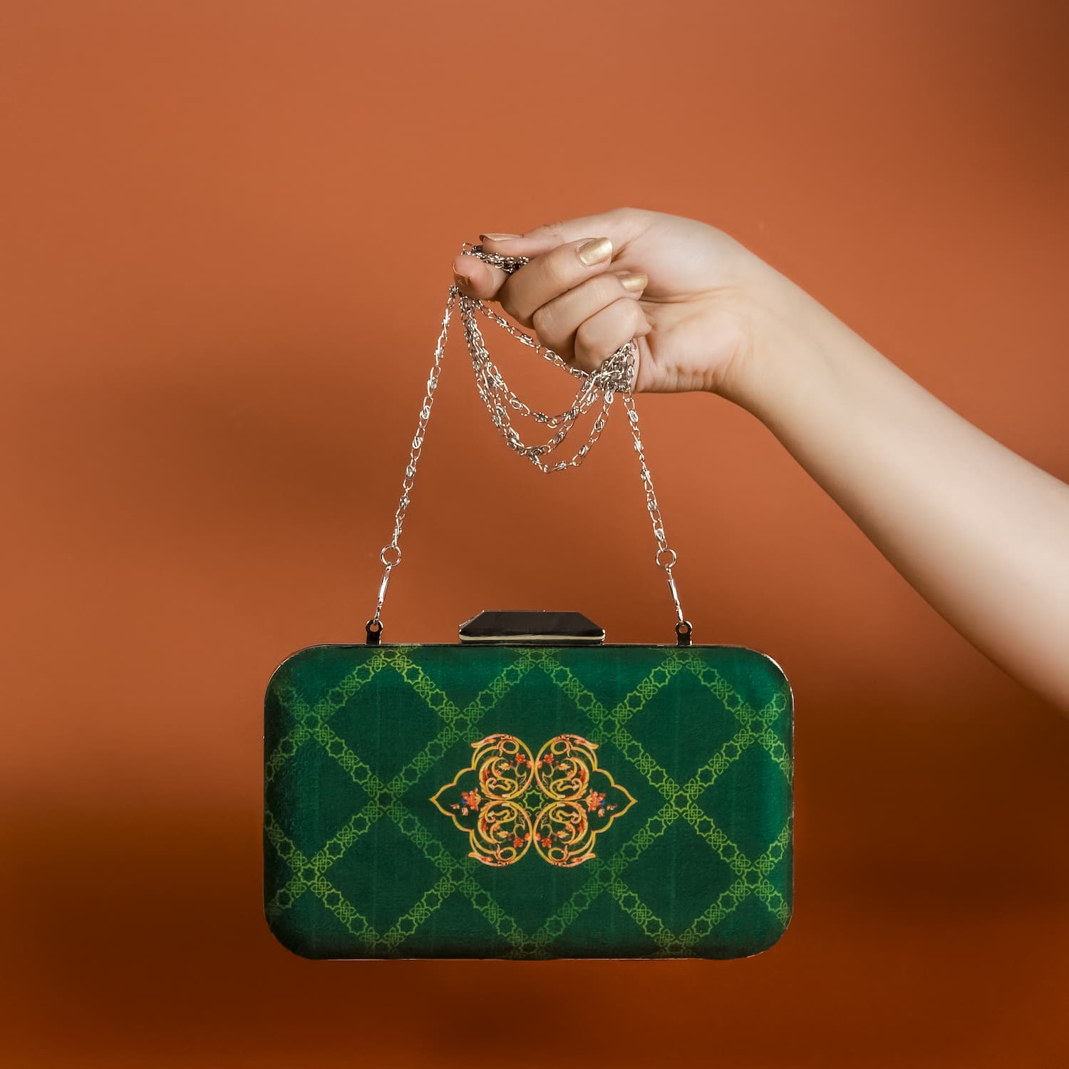 The Green Royal Clutch - Bag-Handmade-Leather-Worldwide Shipping