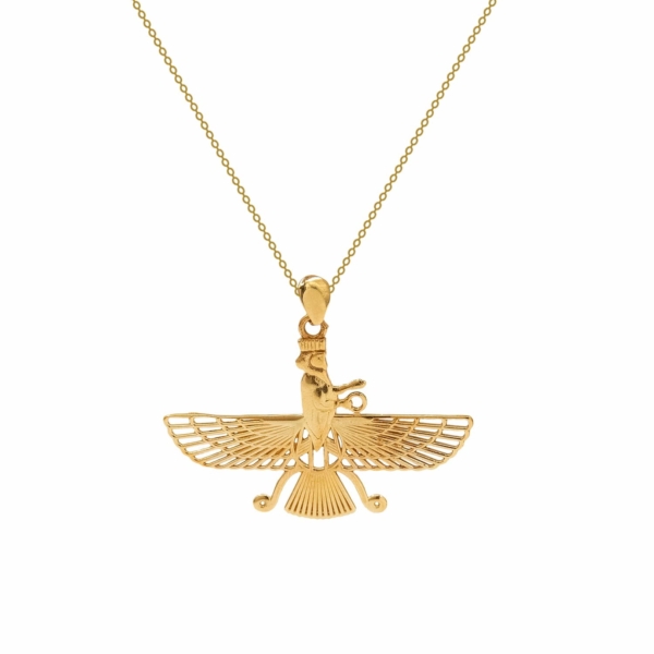 18k Gold Farvahar necklace, 4cm