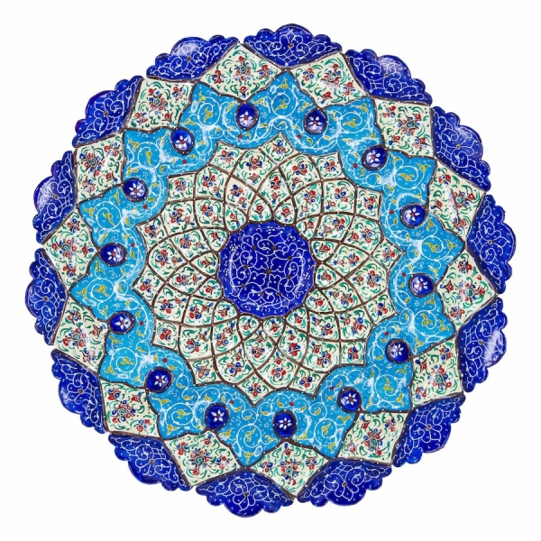 Elegant Copper Persian Enamel Plate 30cm
