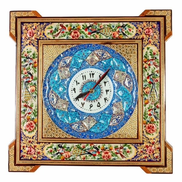 Peacock Khatam Art Clock – Two Sizes