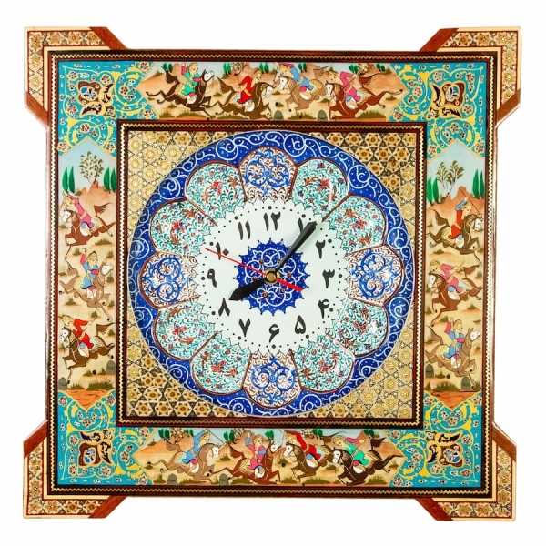 Persian Khatam and Minakari Clock