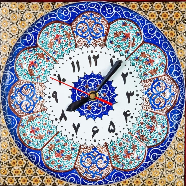 Persian Khatam and Minakari Clock