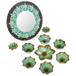 Elegant Emerald Ceramic Haft Sin Set