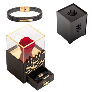 Endless Love - 18k Gold Bracelet and Preserved Rose