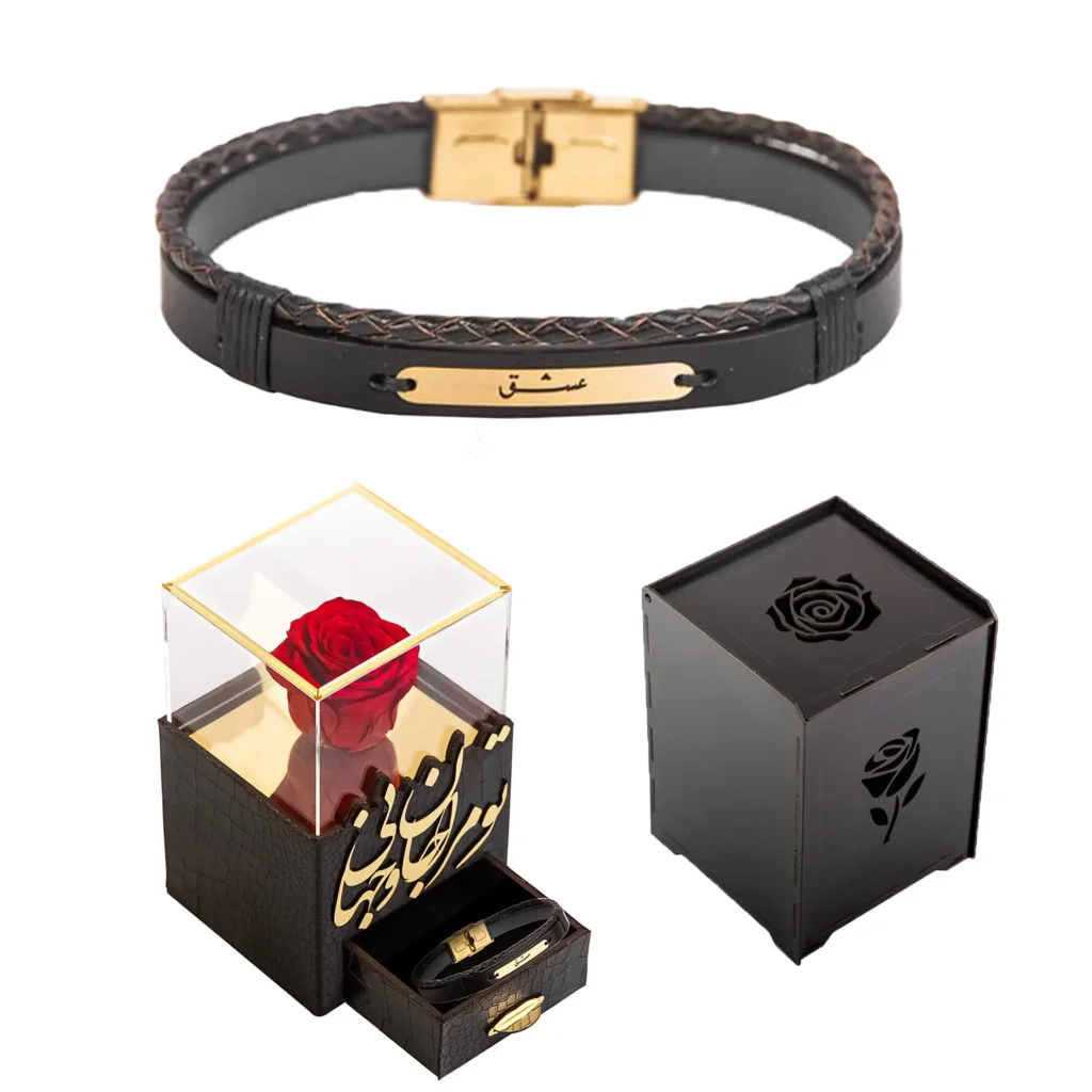 Endless Love - 18k Gold Bracelet and Preserved Rose