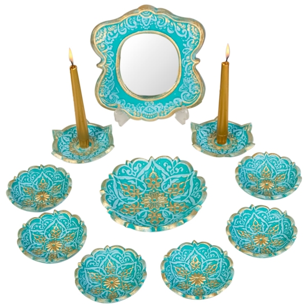Turquoise Pottery Haft Sin Set