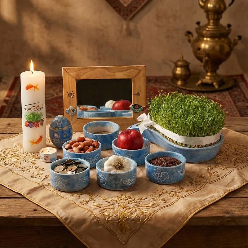 Happy Nowruz and Goldfish Pillar Candle