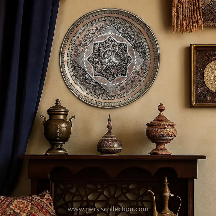 Flower and Bird Persian Ghalam Zani Wall plate