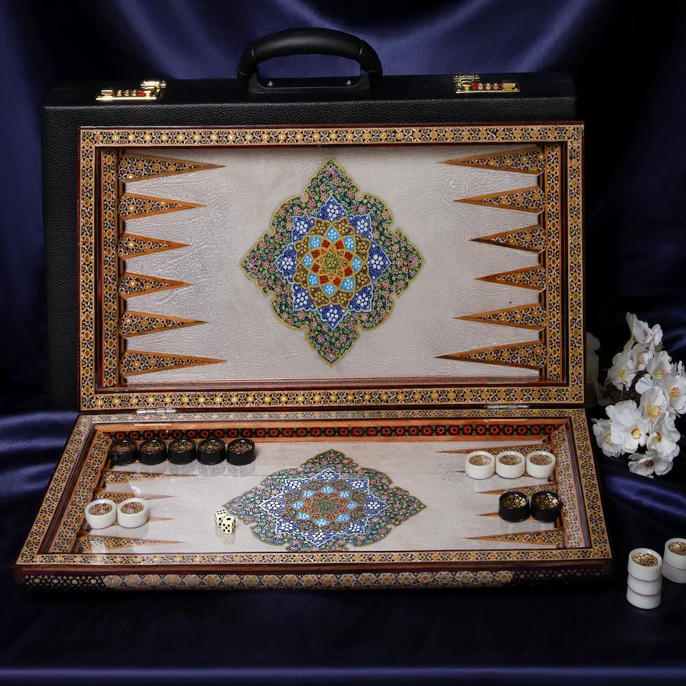 Khatam Backgammon and Chess Set - Tazhib