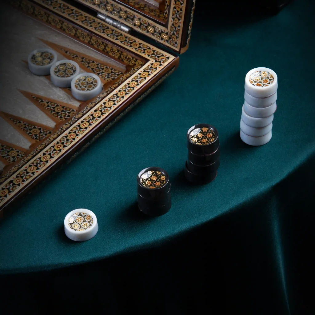 Khatam Backgammon and Chess Set - Tazhib detail