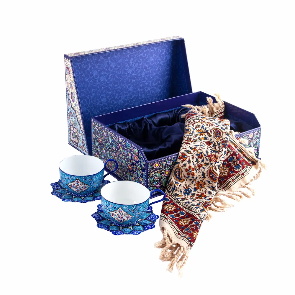 Minakari Tea Set for Two - Enamel Gift Set
