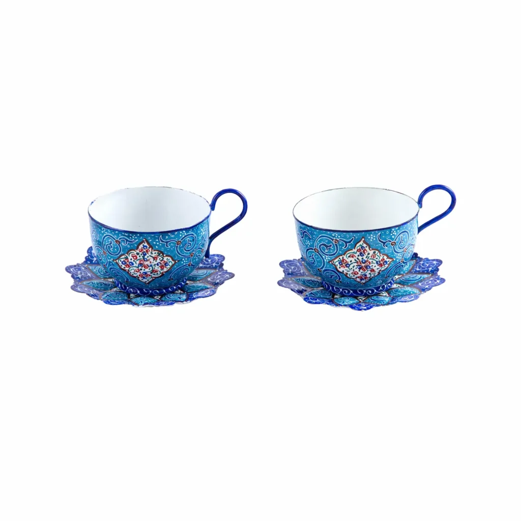 Minakari Tea Set for Two - Enamel Gift Set