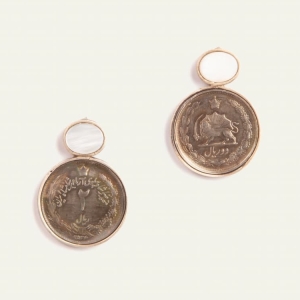 Pahlavi Coin and Shell Earrings