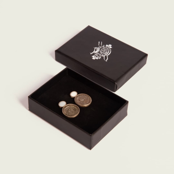 Pahlavi Coin and Shell Earrings