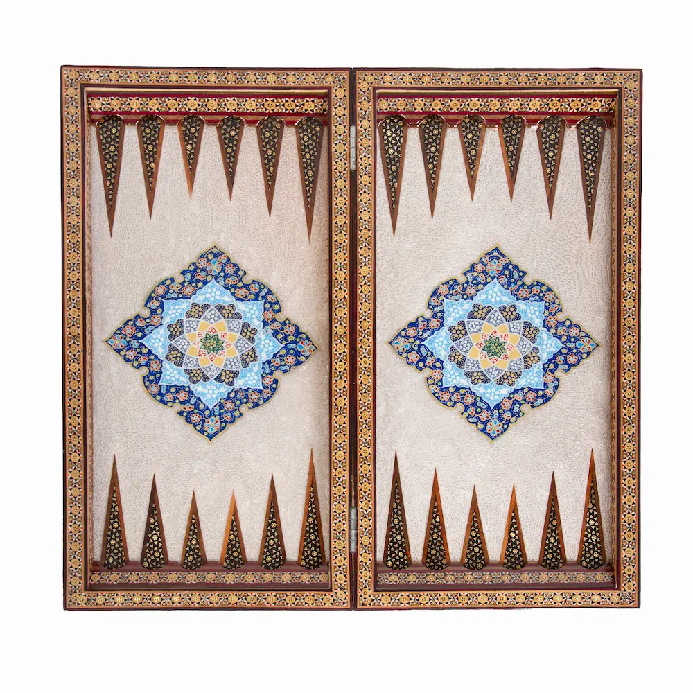 Tazhib Art Khatam Backgammon and Chess Set