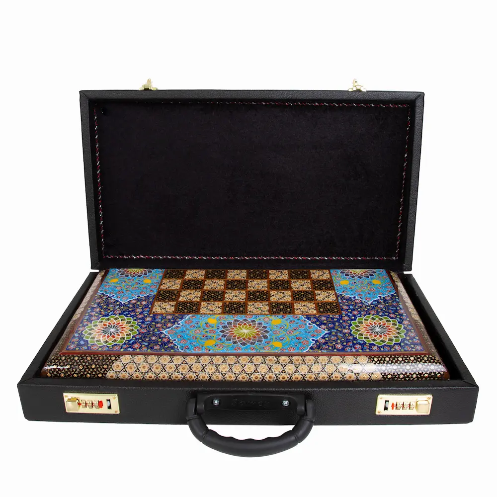 Tazhib Art Khatam Backgammon and Chess Set