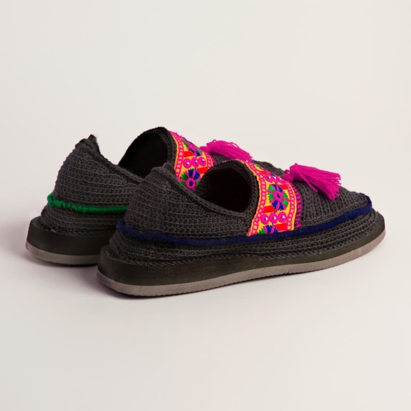 Balochi Embroidery Giveh – Charcoal
