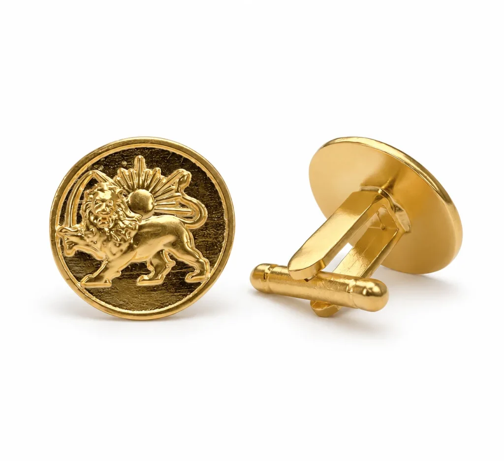 Persian Golden Lion and Sun Cufflinks