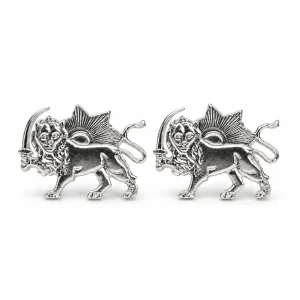 Lion and Sun Cufflinks, 925 Silver