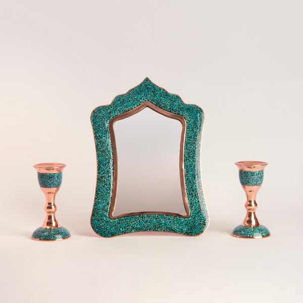 Small Firoozeh Koobi Mirror and Candle Set