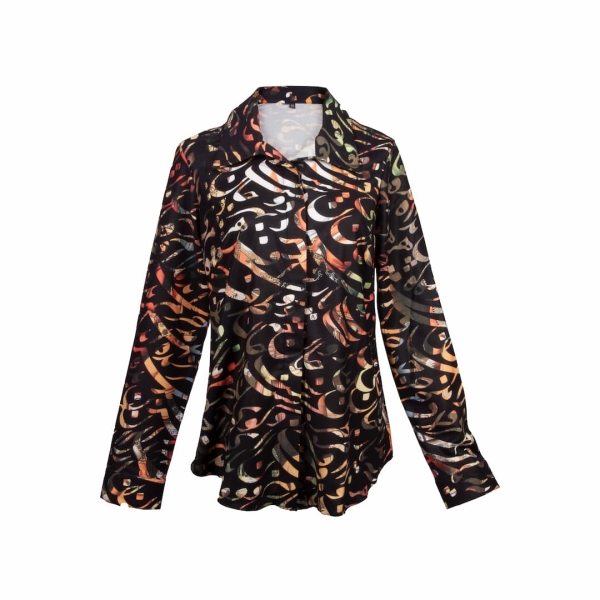 Womens Persian Calligraphy Long Sleeve Shirt