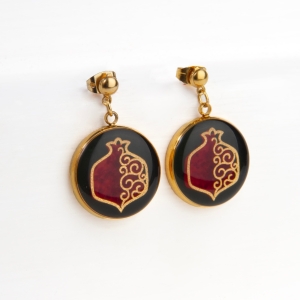24k Gold Pomegranate Pattern Earrings