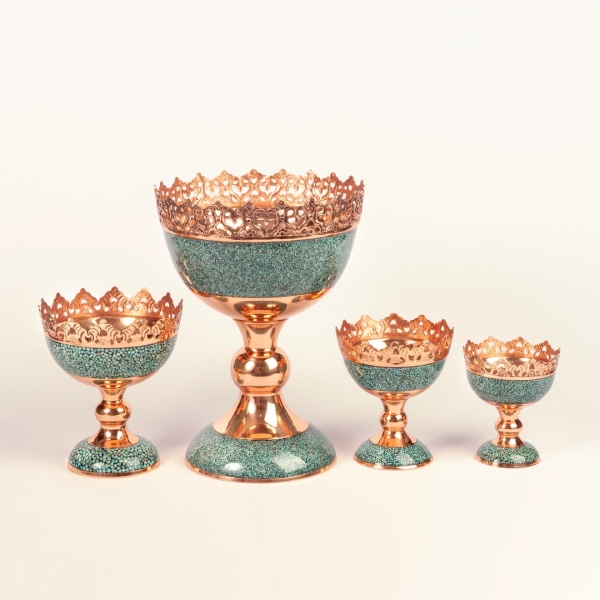 Firoozeh Koobi Turquoise on Copper Serveware Set