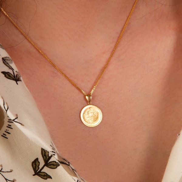 Persian Pahlavi 22k Gold Coin Necklace