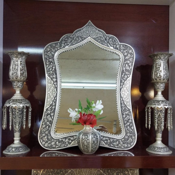 The Dome Silver Ghalamzani Persian Mirror Set