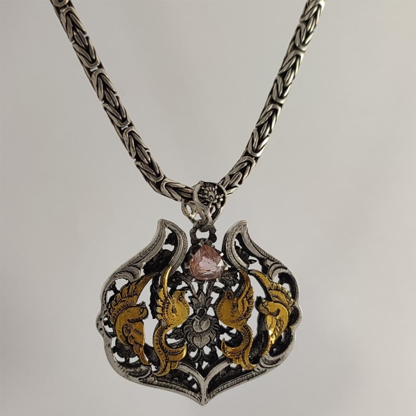 Wings of Rose Pink Tourmaline Bird Pendant