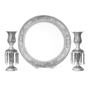 Round Silver Plated Ghalamzani Ayne Shamdoon Set