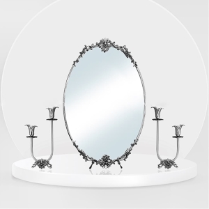 925 Sterling Silver Lamyā Sofreh Aghd Mirror Candle Holder Set