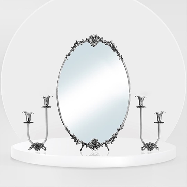 925 Sterling Silver Lamyā Sofreh Aghd Mirror Candle Holder Set