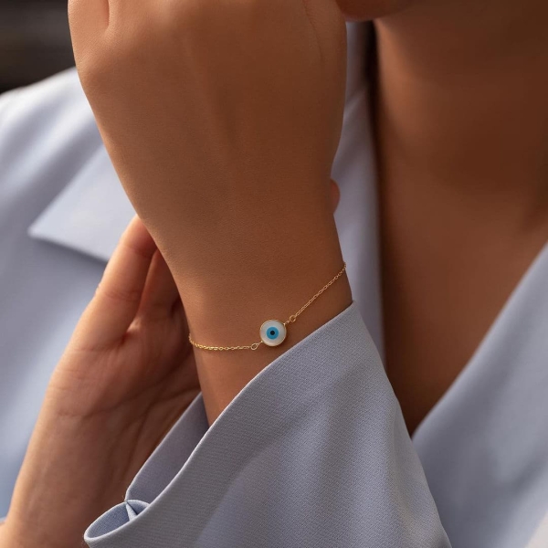 18k Gold Nazar Eye Protection Bracelet