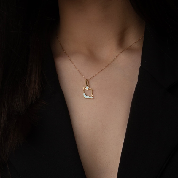 18k Gold Persian Heritage Necklace- Iran Map