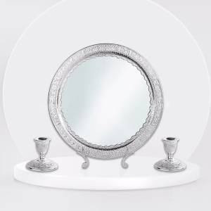 840 Silver Isfahan Ghalamzani Round Mirror Set