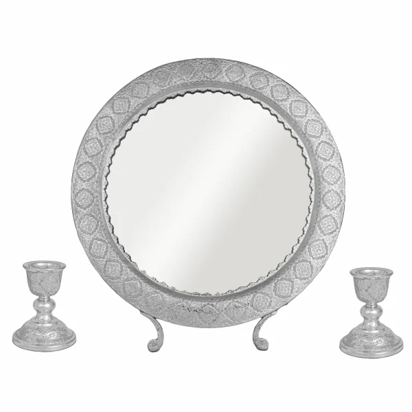 840 Silver Isfahan Ghalamzani Round Mirror Set