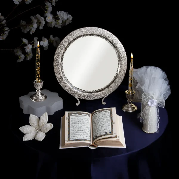 840 Silver Isfahan Ghalamzani Round Mirror Set