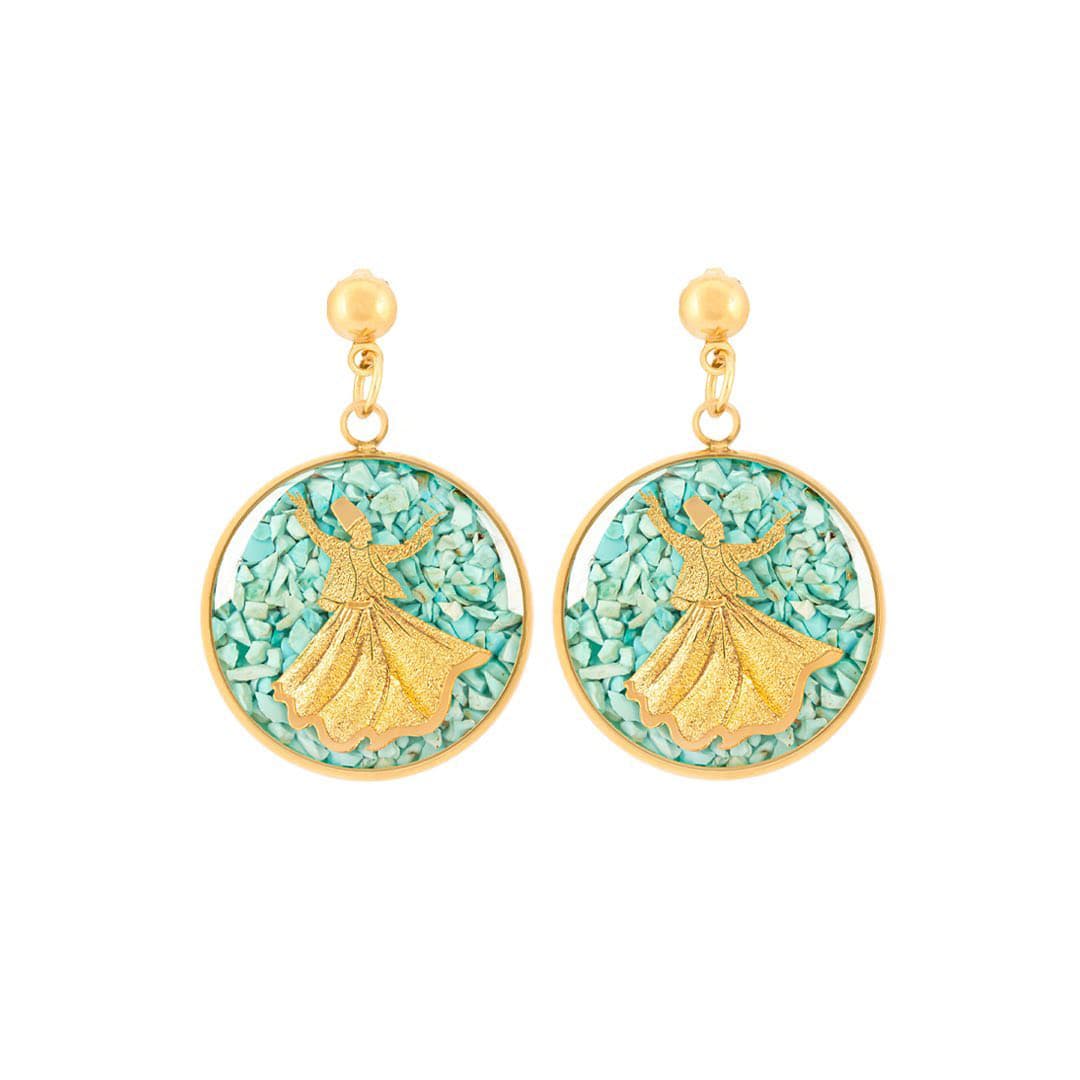 Elegant Sufi Sama Dance Earrings - 24k Gold