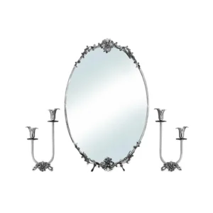 925 Sterling Silver Lamyā Sofreh Aghd Mirror Candle Holder Set