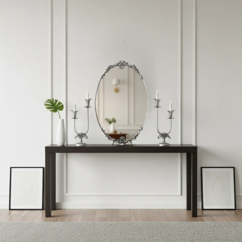 925 Sterling Silver Lamyā Sofreh Aghd Mirror Candle Holder Set