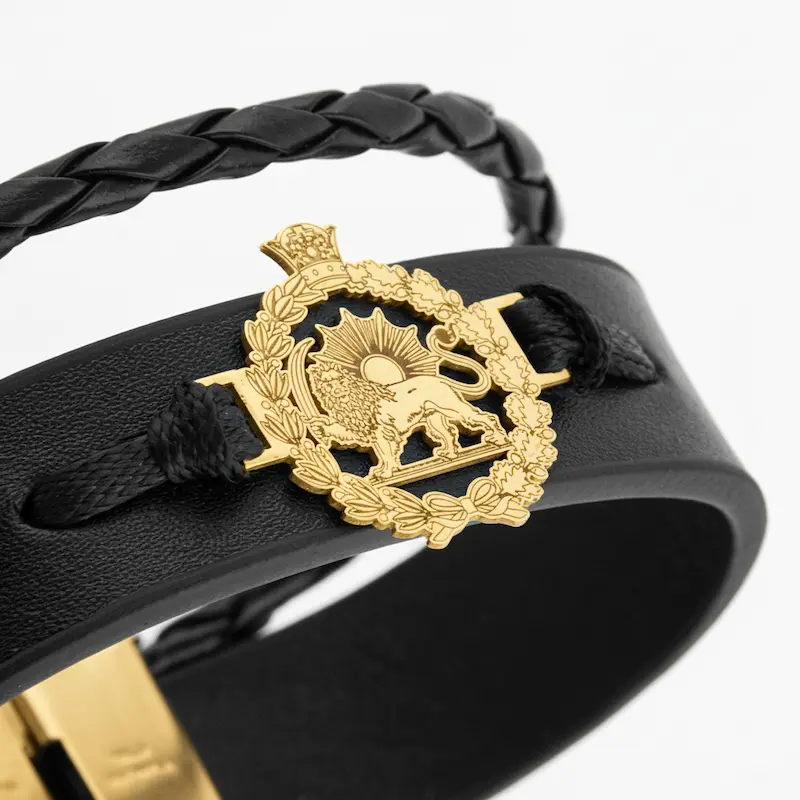 Lion and Crown Leather Bracelet