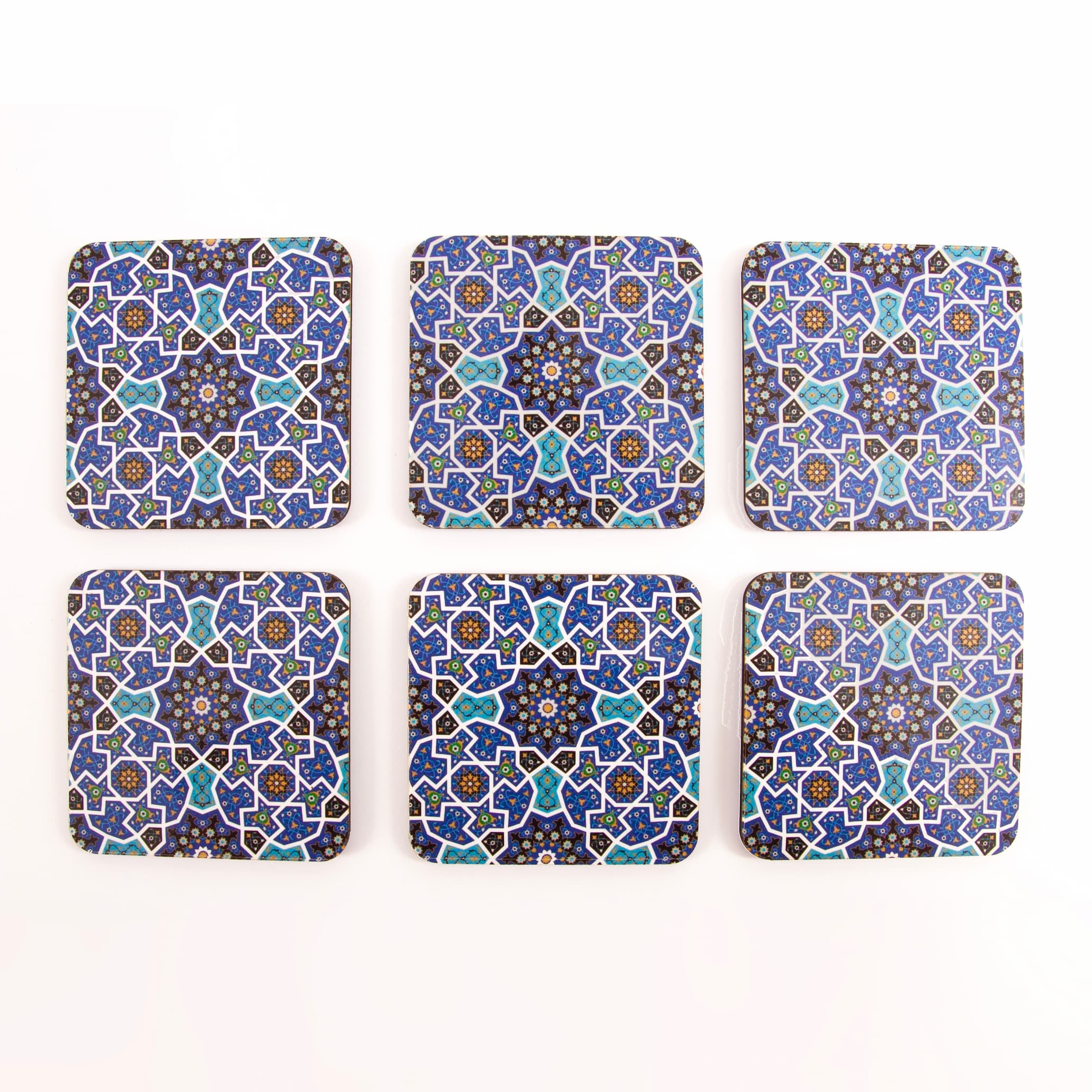 Coasters Set of 6 Drink Coaster Set Persian Mediterranean Pattern