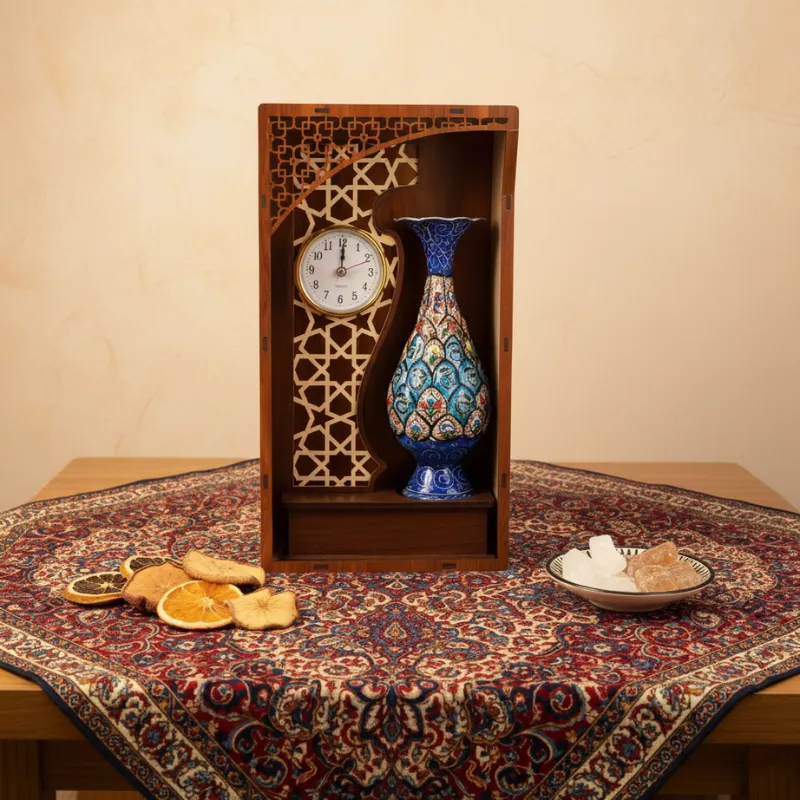 Mina Vase Table Clock Gift Set